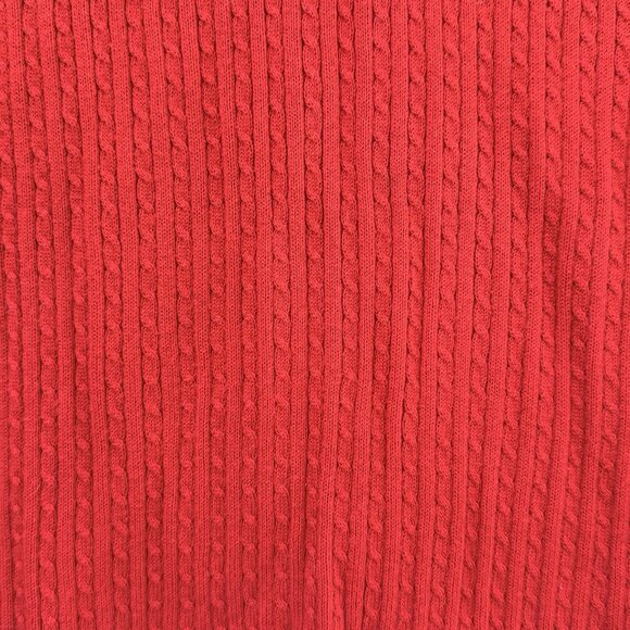 Lauren Ralph Lauren Knit Sweater Womens Large Red Fisherman Cable Knit Vintage - Picture 2 of 9